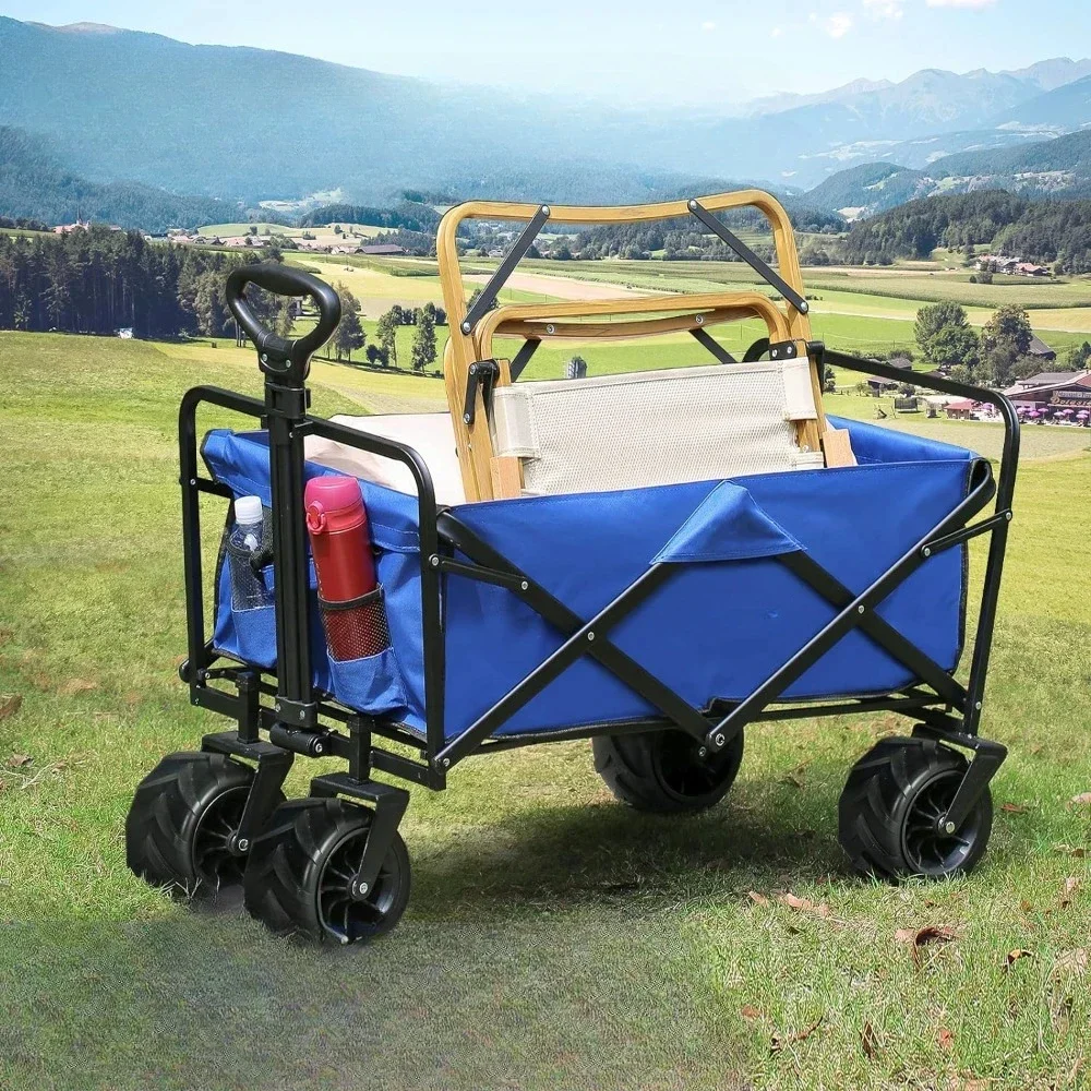 

Garden Cart, Heavy Duty 350 lbs Capacity Wagon, All Terrain Outdoor Folding Portable Adjustable Rolling Carts, Garden Cart