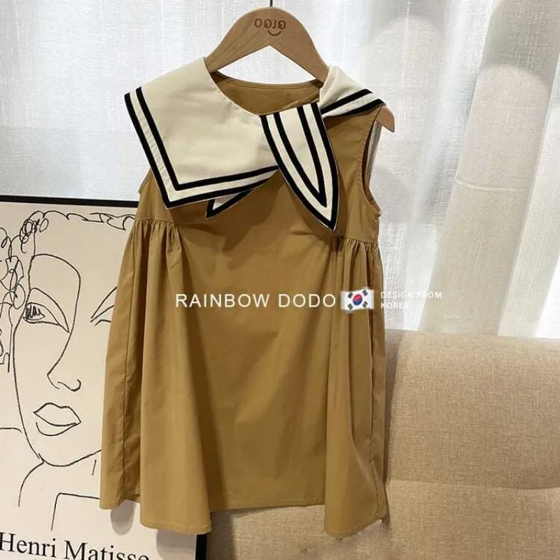 New Girl Baby Lapel Navy Style Dress Summer Sleeveless Little Girl Solid Color Vest Dress Children's Clothing
New Girl Baby Lapel Navy Style Dress Summer Sleeveless Little Girl Solid Color Vest Dress Children's Clothing