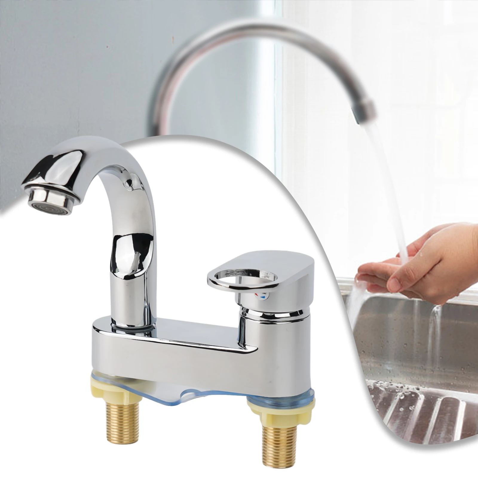 Bathroom Washbasin Faucet Double Hole 360° Rotating SinkMixer Tap Double Hole Deck Mounted Cold And Hot Water Tap
Bathroom Washbasin Faucet Double Hole 360° Rotating SinkMixer Tap Double Hole Deck Mounted Cold And Hot Water Tap