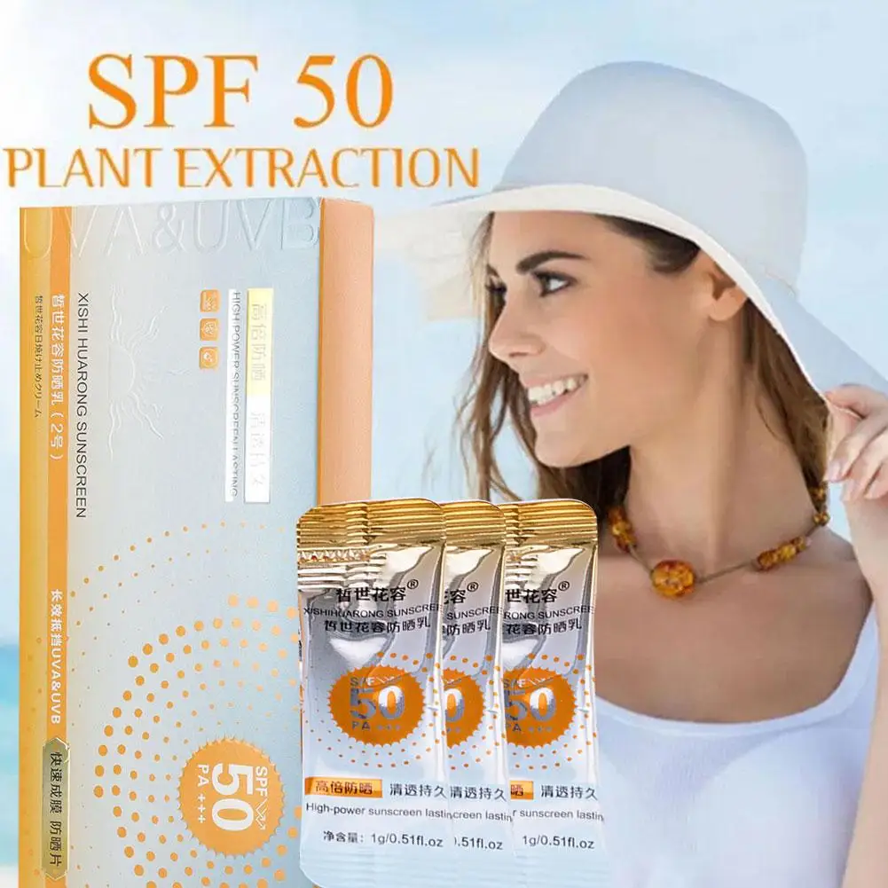 

Sunscreen Cream SPF50 PA+++ Prevent Sunburn Moisturizing Refreshing Body 50pcs/box Skincare Nourishing Sunblock Cream Face G7Y5