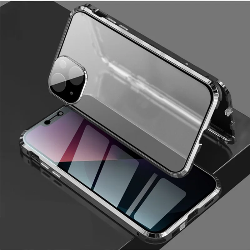 Роскошный металлический бампер, Магнитный флип-чехол для Apple iPhone 13 Pro Max 12, защитный чехол из сплава с полным покрытием из закаленного стекла для телефона
Роскошный металлический бампер, Магнитный флип-чехол для Apple iPhone 13 Pro Max 12, защитный чехол из сплава с полным покрытием из закаленного стекла для телефона