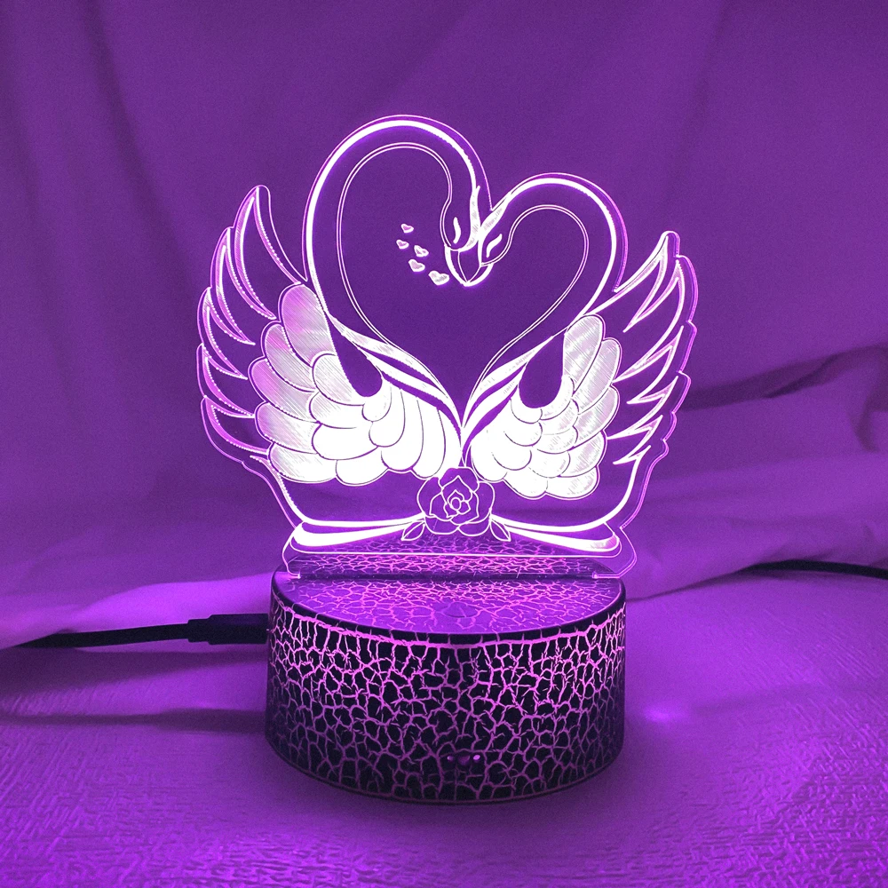 Новинка 7/16, цветная Настольная лампа с дистанционным или сенсорным управлением 3D, светодиодный ночник в форме лебедя, милый подарок для детей 
Новинка 7/16, цветная Настольная лампа с дистанционным или сенсорным управлением 3D, светодиодный ночник в форме лебедя, милый подарок для детей