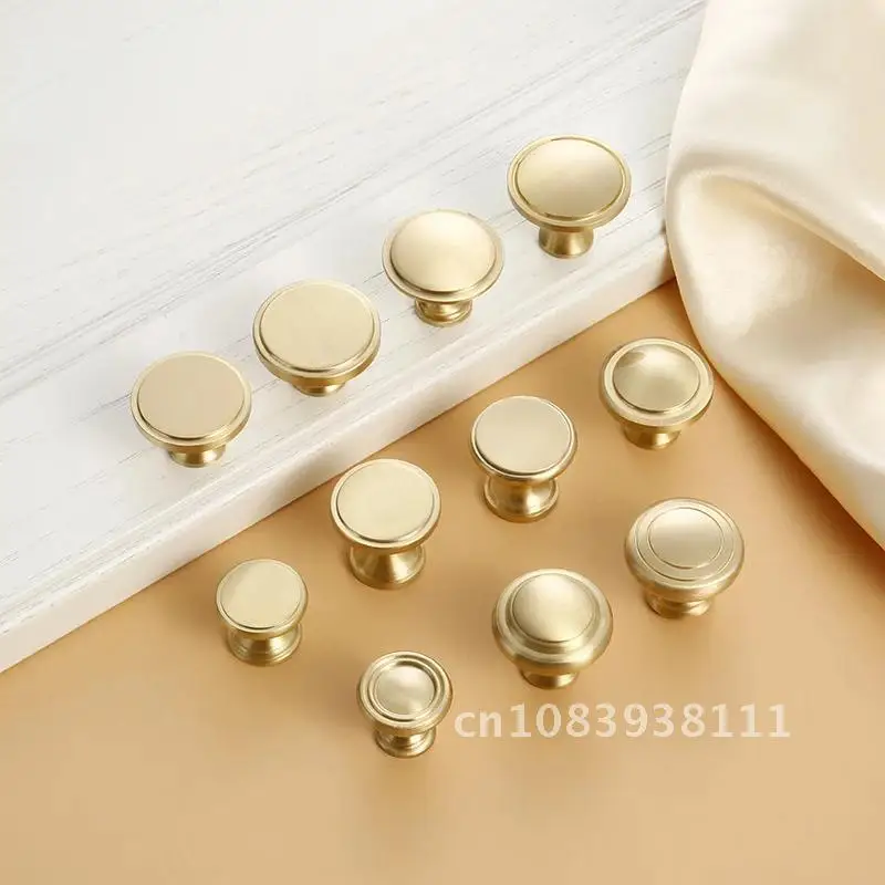 

Golden Simple Round Brass Drawer Pulls Cabinet Door Knob Handle Dresser Knobs Handles Kitchen Hardware Furniture Wardrobe Pull