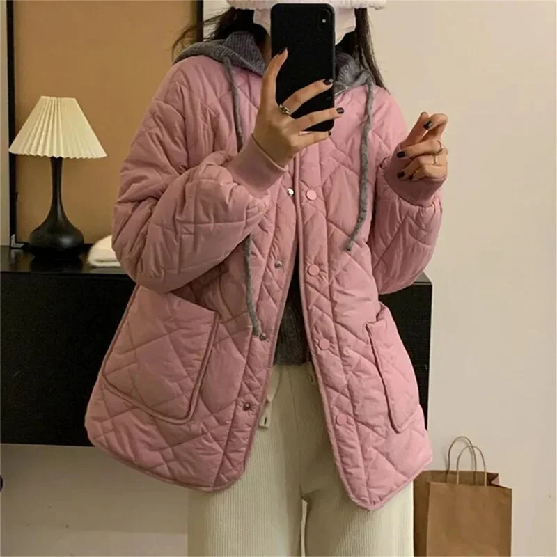 Parka O-Neck Diamond Plaid Large Pocket Cotton Jacket For Women Autumn Winter 2023New Cotton Jacket With Solid Color Warm Jacket
Parka O-Neck Diamond Plaid Large Pocket Cotton Jacket For Women Autumn Winter 2023New Cotton Jacket With Solid Color Warm Jacket