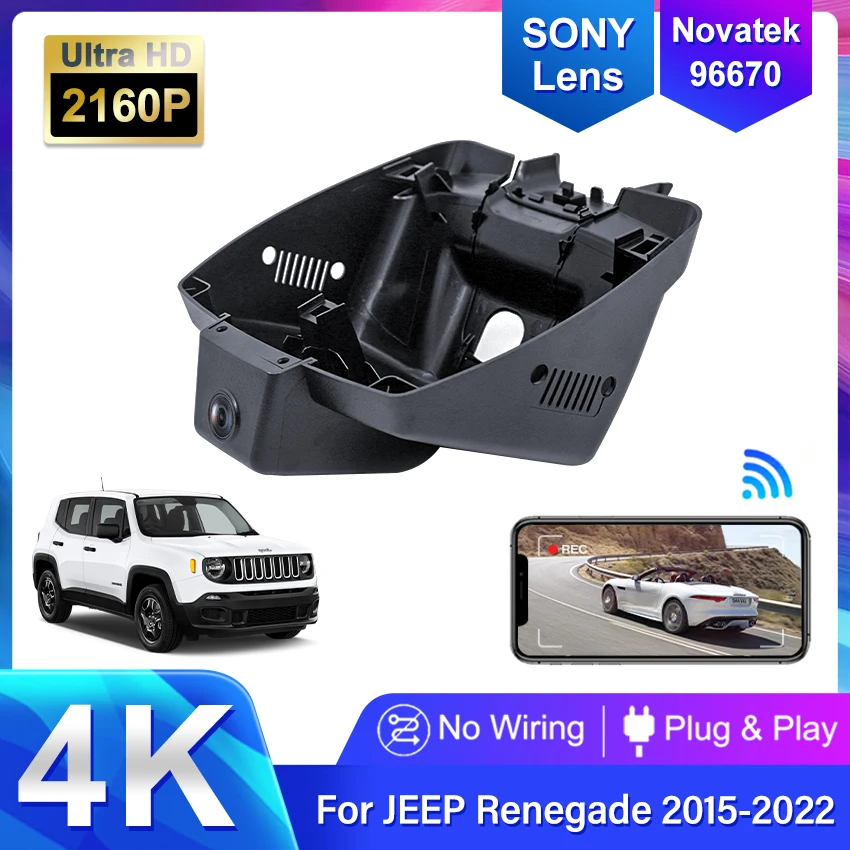 

Dash Cam for JEEP Renegade 2015 to 2022,Plug and Play Car DVR OEM Style,4K 2160P Car Video Recorder Hidden DashCam