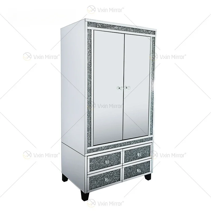 Cross border wholesale wooden mirror wardrobe, crystal decorative side sliding door cabinet, bedroom furniture, cloakroom, stora
Cross border wholesale wooden mirror wardrobe, crystal decorative side sliding door cabinet, bedroom furniture, cloakroom, stora