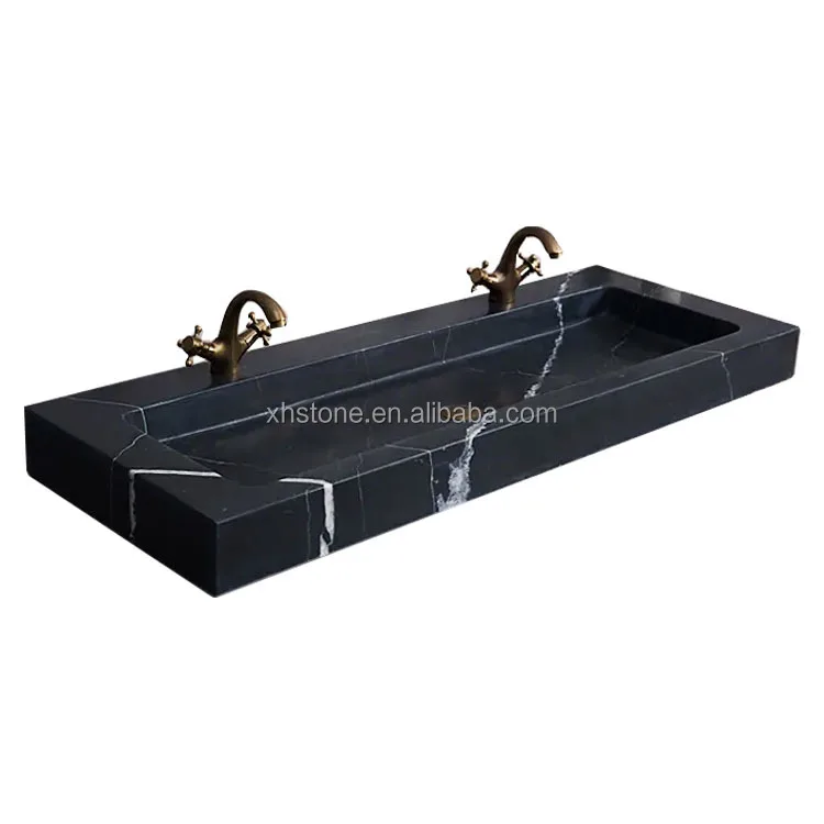 

Counter Lavabo Black Lavabo Natural Marble Solid Stone Vanity Washbowl Basin Bathroom Trough Vessel Wash Sinks