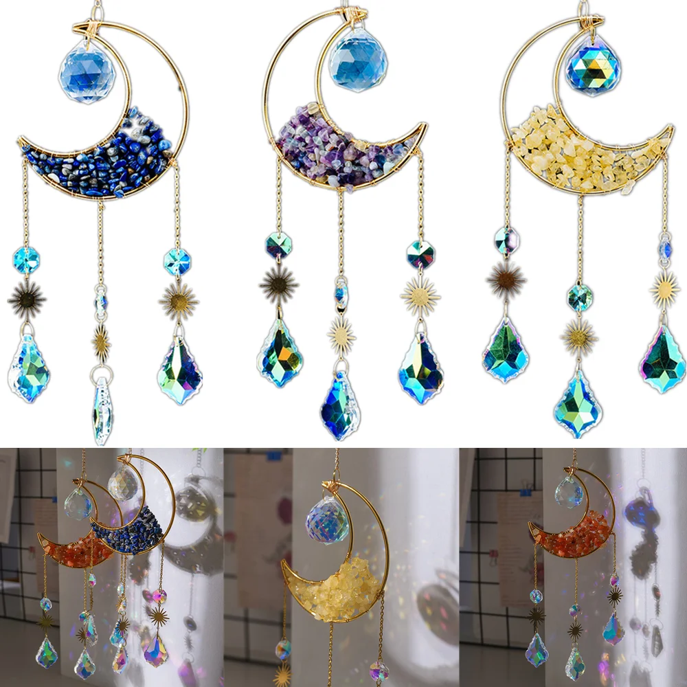 Crystal Wind Chime Pendant Catcher Diamond Prisms Moon Sun Dream Catcher Rainbow Chaser Hanging Windchime Home Garden Decor
Crystal Wind Chime Pendant Catcher Diamond Prisms Moon Sun Dream Catcher Rainbow Chaser Hanging Windchime Home Garden Decor