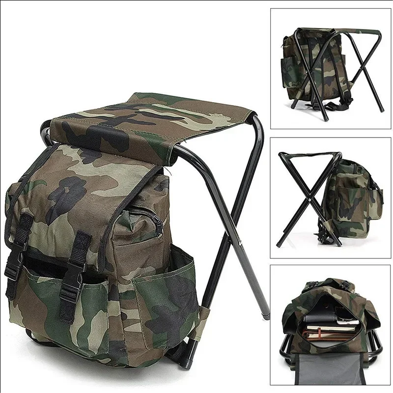 

Folding Chair Portable Camping Fishing Chair Stool Large Capacity Waterproof Backpack Picnic Bag For Traveling Hiking Fishing
