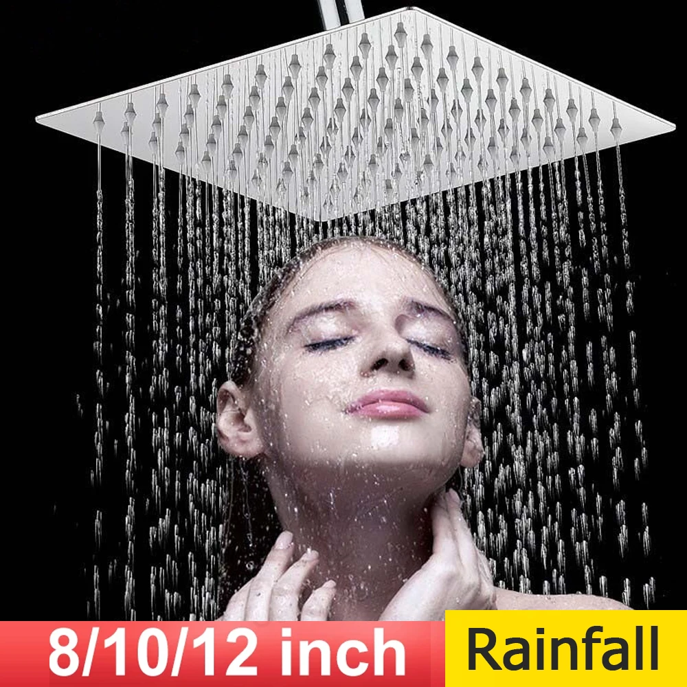 8-12 Inch Stainless Steel Shower Head Chrome/Black Square Rainfall Ultra-thin Ceiling Wall Mounted Shower Bathroom Accessories
8-12 Inch Stainless Steel Shower Head Chrome/Black Square Rainfall Ultra-thin Ceiling Wall Mounted Shower Bathroom Accessories
