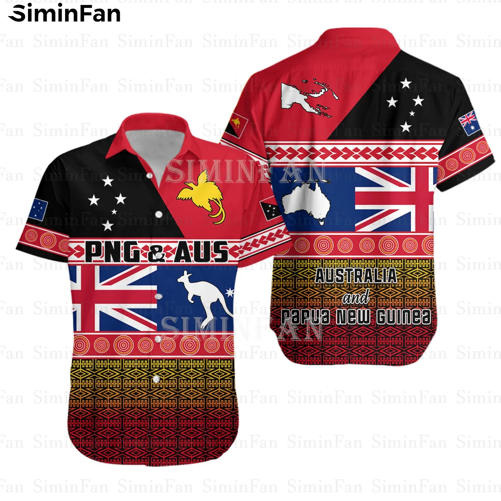 

Papua New Guinea Australia Red 3D All Over Printed Mens Hawaiian Shirts Male Camisa Summer Beach Tshirt Unisex Tee Female Top