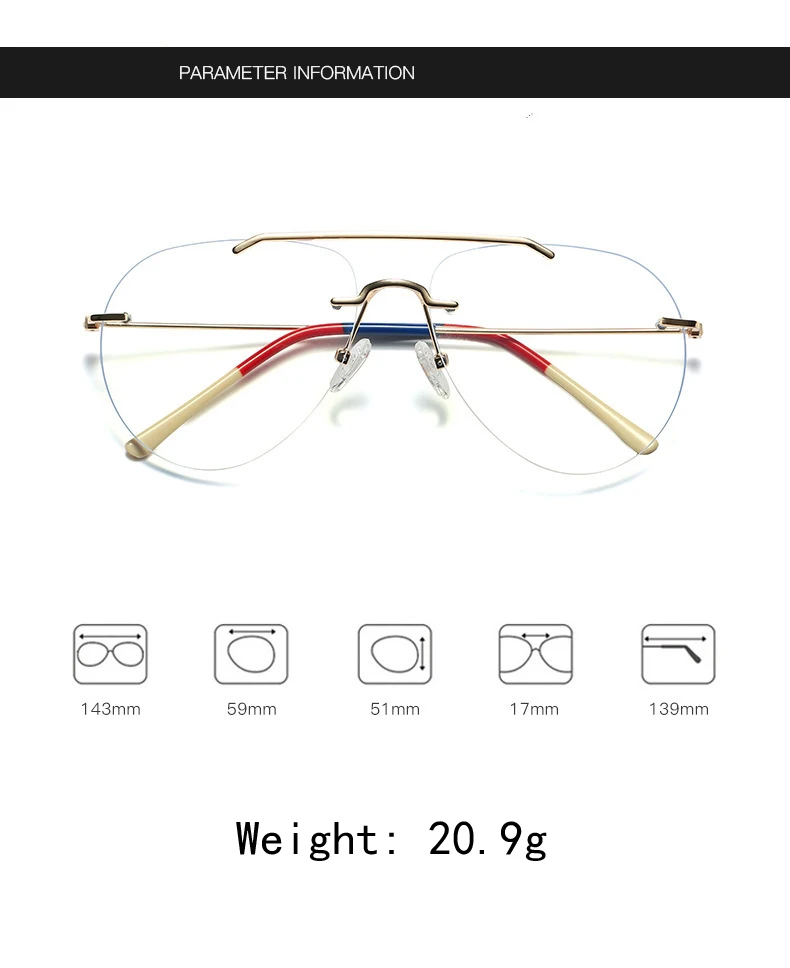 Double Beam Rimless Glasses for Men Women Oversized Anti Blue Light Eyeglasses Flat Mirror Optical Prescription Glasses Frame 1 Mallzona S34958f2b9faf4e37a2f98804f460a5ceB Double Beam Rimless Glasses for Men Women Oversized Anti Blue Light Eyeglasses Flat Mirror Optical Prescription Glasses Frame Mallzona