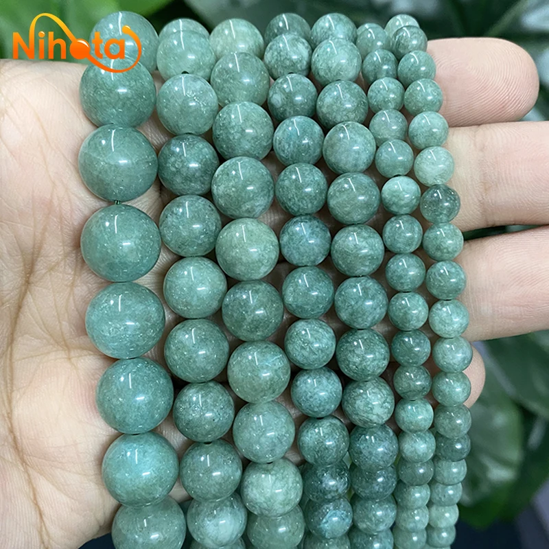 

6/8/10/12mm Natural Green Chalcedony Burma Jade Round Loose Spacer Beads 15" Strand DIY Ring Earrings Bracelet Jewelry Making