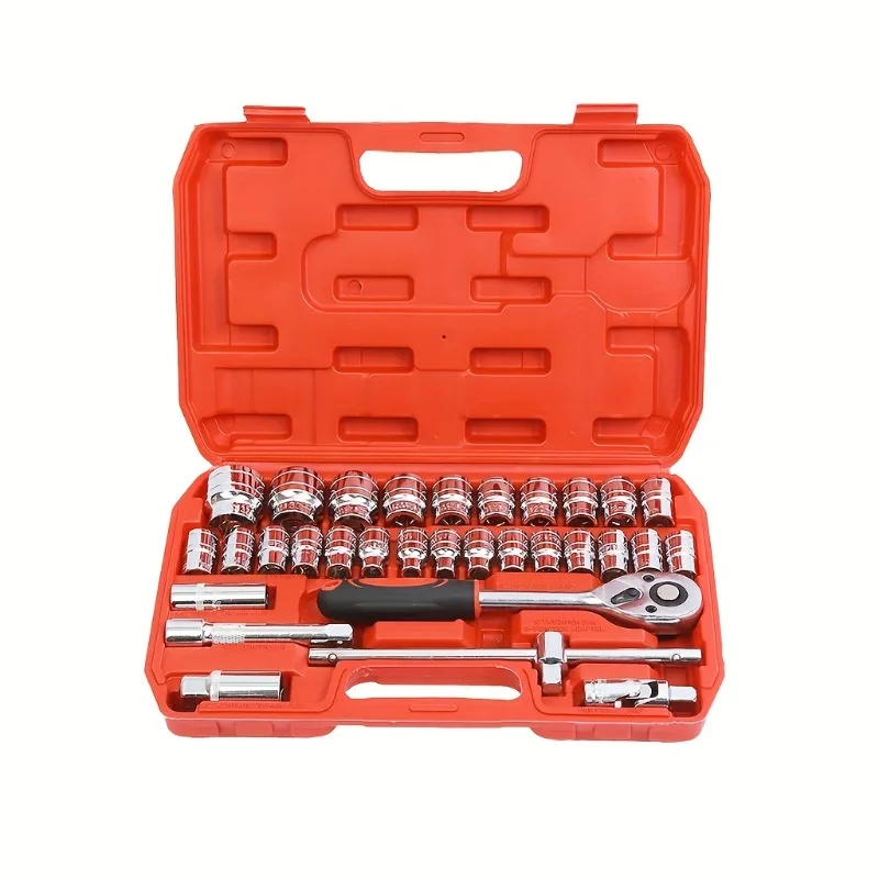 Ratchet Sockets Set Metric Drive Socket Set, 1/2" Drive Sizes With Plastic Toolbox
Ratchet Sockets Set Metric Drive Socket Set, 1/2" Drive Sizes With Plastic Toolbox