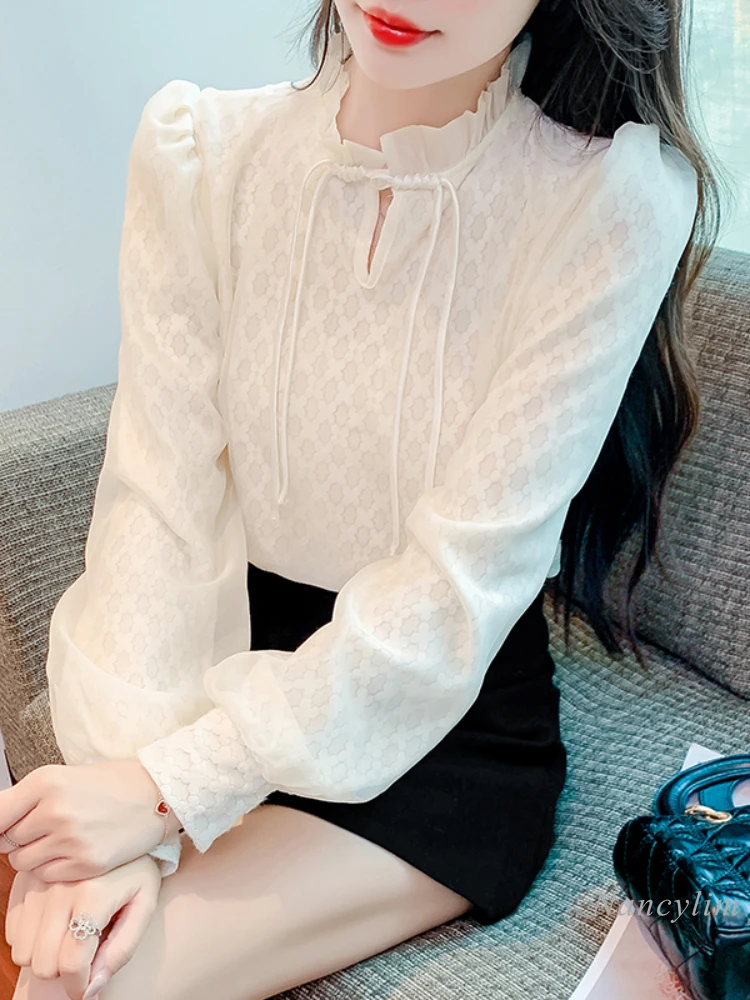 Lace Undershirt Shirt Women's Autumn and Winter Clothing 2023 New Elegant Long Sleeve All-Matching Top Solid Color Lace Blouse
Lace Undershirt Shirt Women's Autumn and Winter Clothing 2023 New Elegant Long Sleeve All-Matching Top Solid Color Lace Blouse