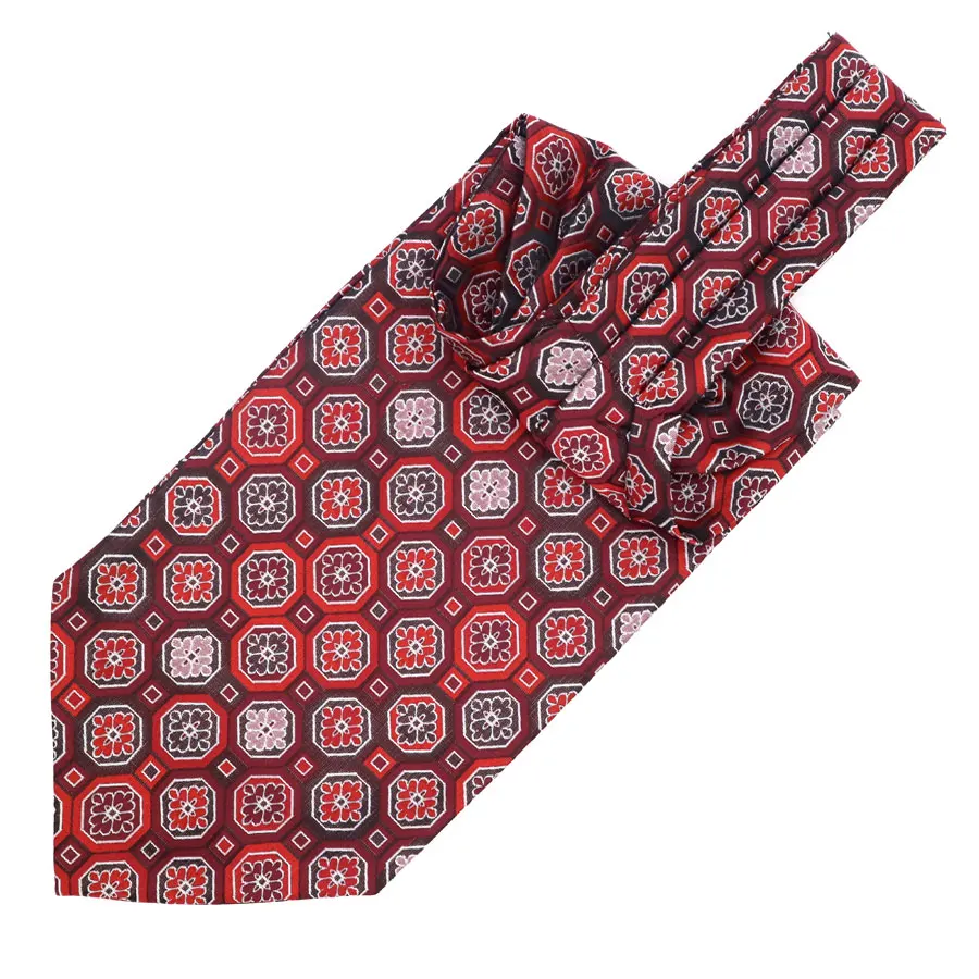 

Vintage 100% Silk Men's Cravat Ascot Ties Red Rose Plaids Floral Jacquard Scarf Self-tied Neckties For Wedding Party LI20-11