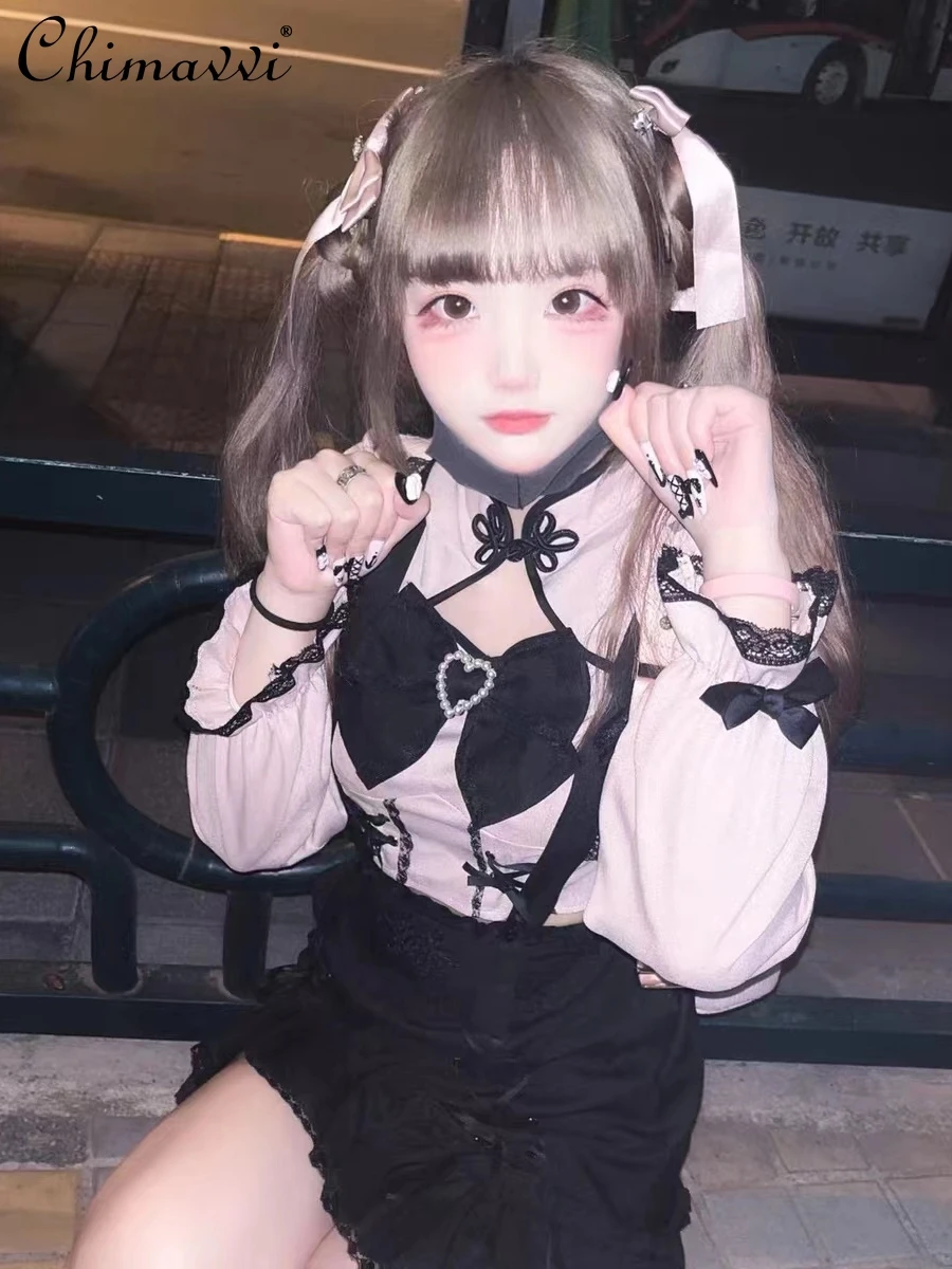 Sweet Mine Mass-Produced Buckle Chinese Style Spot Short Sleeve Long Sleeve Shirt Strap Skirt Autumn Lolita Kawaii Two-Piece Set
Sweet Mine Mass-Produced Buckle Chinese Style Spot Short Sleeve Long Sleeve Shirt Strap Skirt Autumn Lolita Kawaii Two-Piece Set