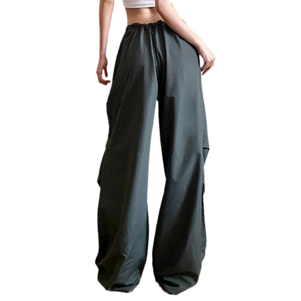 

Брюки-карго женские свободного покроя, повседневные джоггеры, прямые мешковатые штаны с эластичным поясом, серого цвета, Y2K стиль