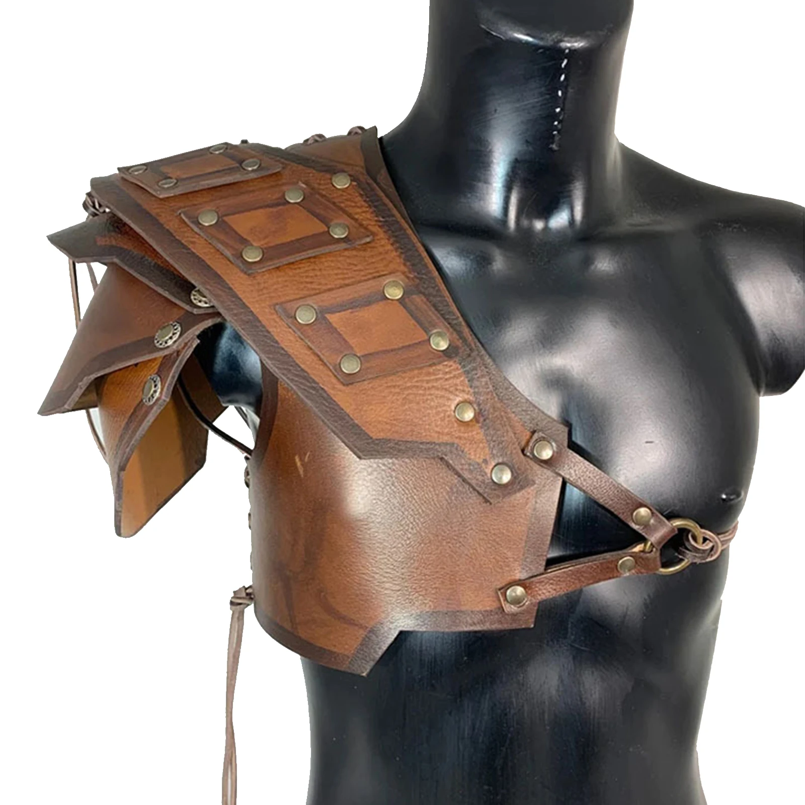 

Faux Leather Steampunk Harness Medieval Roman Gladiator Shoulder Armor Viking Knight Warrior Pauldrons Halloween Cosplay Costume