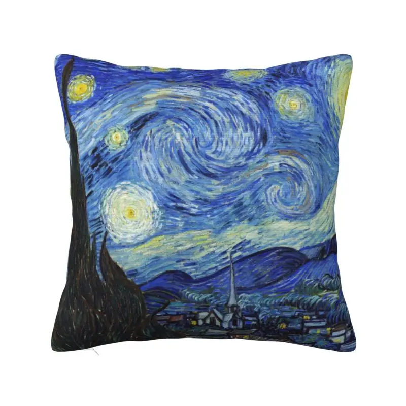 

Vincent Van Gogh Starry Night Cushion Cover Poyester Art Painting Throw Pillow for Sofa Car Square Pillowcase Home Decorative