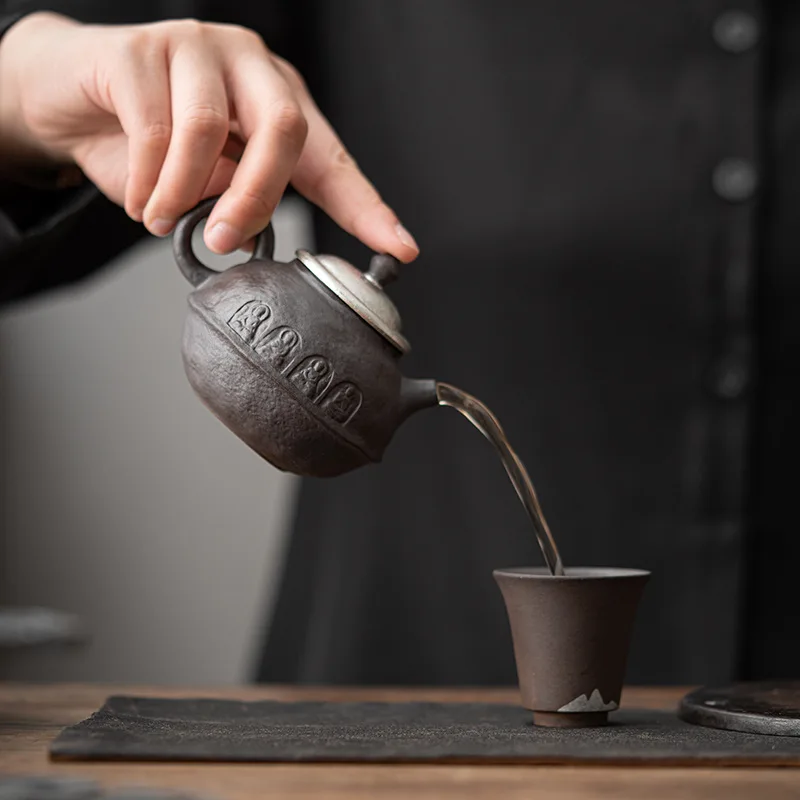 

Пустой чайник Zhai из старой глины Dunhuang, керамическая посуда ручной работы, позолоченный чайник, домашний чайник в японском стиле, чайный инфузор