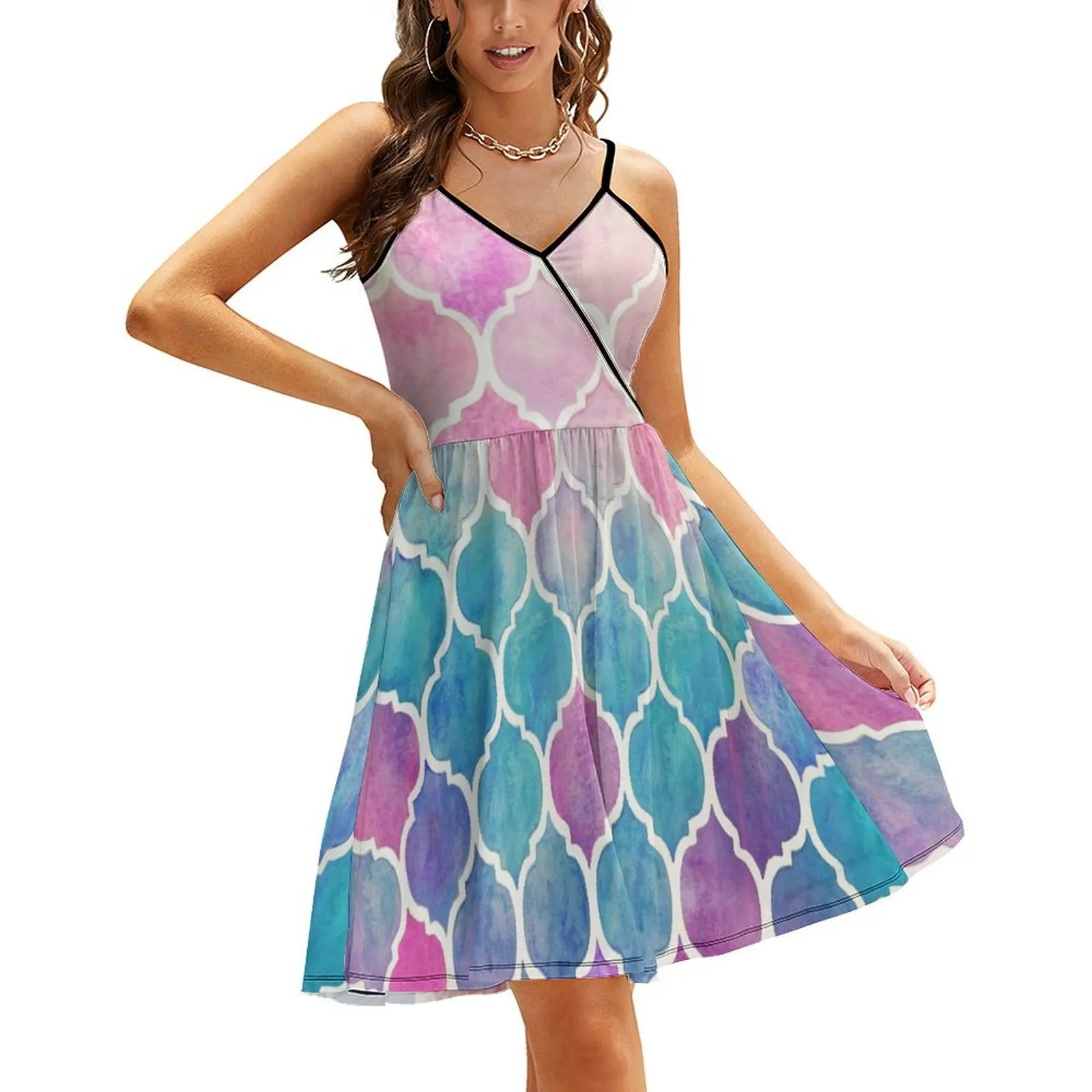 Rainbow Pastel Watercolor Moroccan Pattern Sling Dress elegant evening dresses for women 2024
Rainbow Pastel Watercolor Moroccan Pattern Sling Dress elegant evening dresses for women 2024