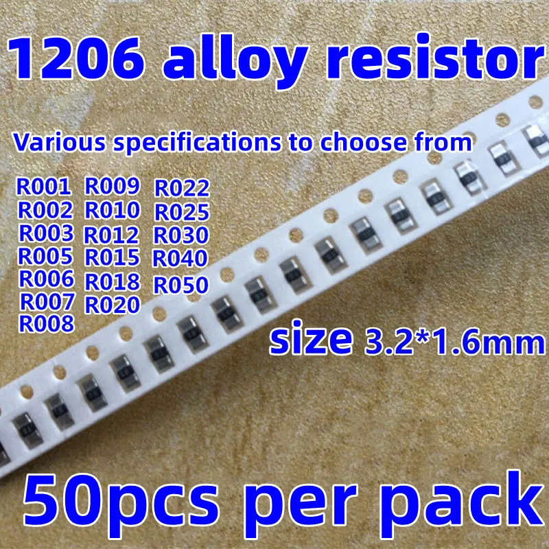 Alloy resistance 50PCS 1206 1W R001 R002 R003 R004 R005 R006 R008 R010 R012 R015 R020 R025 R030 R050 1% chip resistors
Alloy resistance 50PCS 1206 1W R001 R002 R003 R004 R005 R006 R008 R010 R012 R015 R020 R025 R030 R050 1% chip resistors