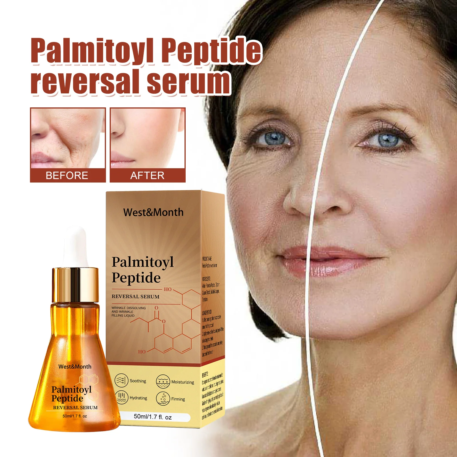 

50ML Face Serum Anti Aging Removal Wrinkles Dilute Fine Lines Facial Lifting Firming Moisturize Essence Skin Rejuvenation Serum