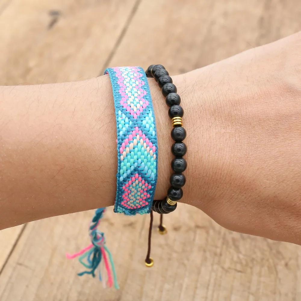2pcs/set Handmade Jewelry Set Women Men Fashion Jewelry 6mm Obsidian Strand Charm Bracelet with Bohemia Woven Rope Bracelet
2pcs/set Handmade Jewelry Set Women Men Fashion Jewelry 6mm Obsidian Strand Charm Bracelet with Bohemia Woven Rope Bracelet