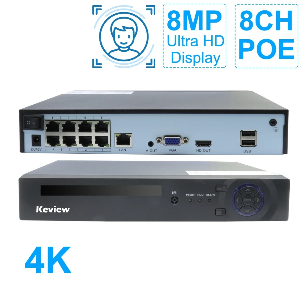 

Keview H.265 4/8CH POE NVR 8MP 5MP 4MP 2MPSecurity IP Camera Video Surveillance CCTV System P2P Network Recorder Face Detect