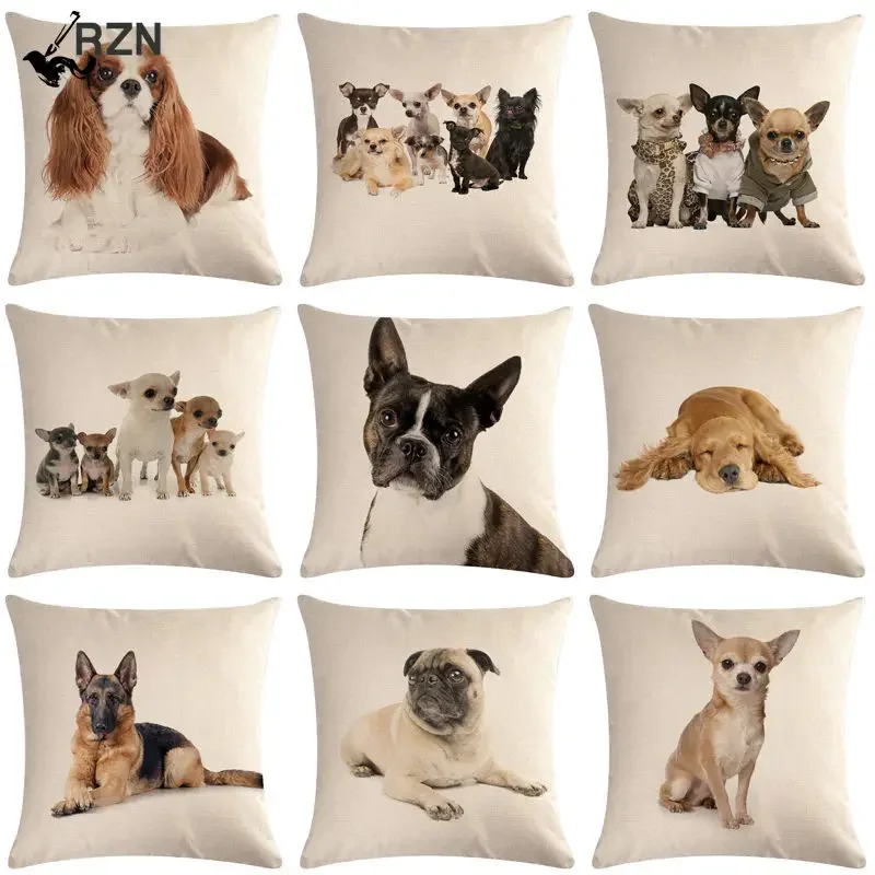 

1 Pcs Pug Pet Dog Pattern Cotton Linen Throw Pillow Cushion Cover Car Home Sofa Bed Decorative Pillowcase Funda Cojin 40657