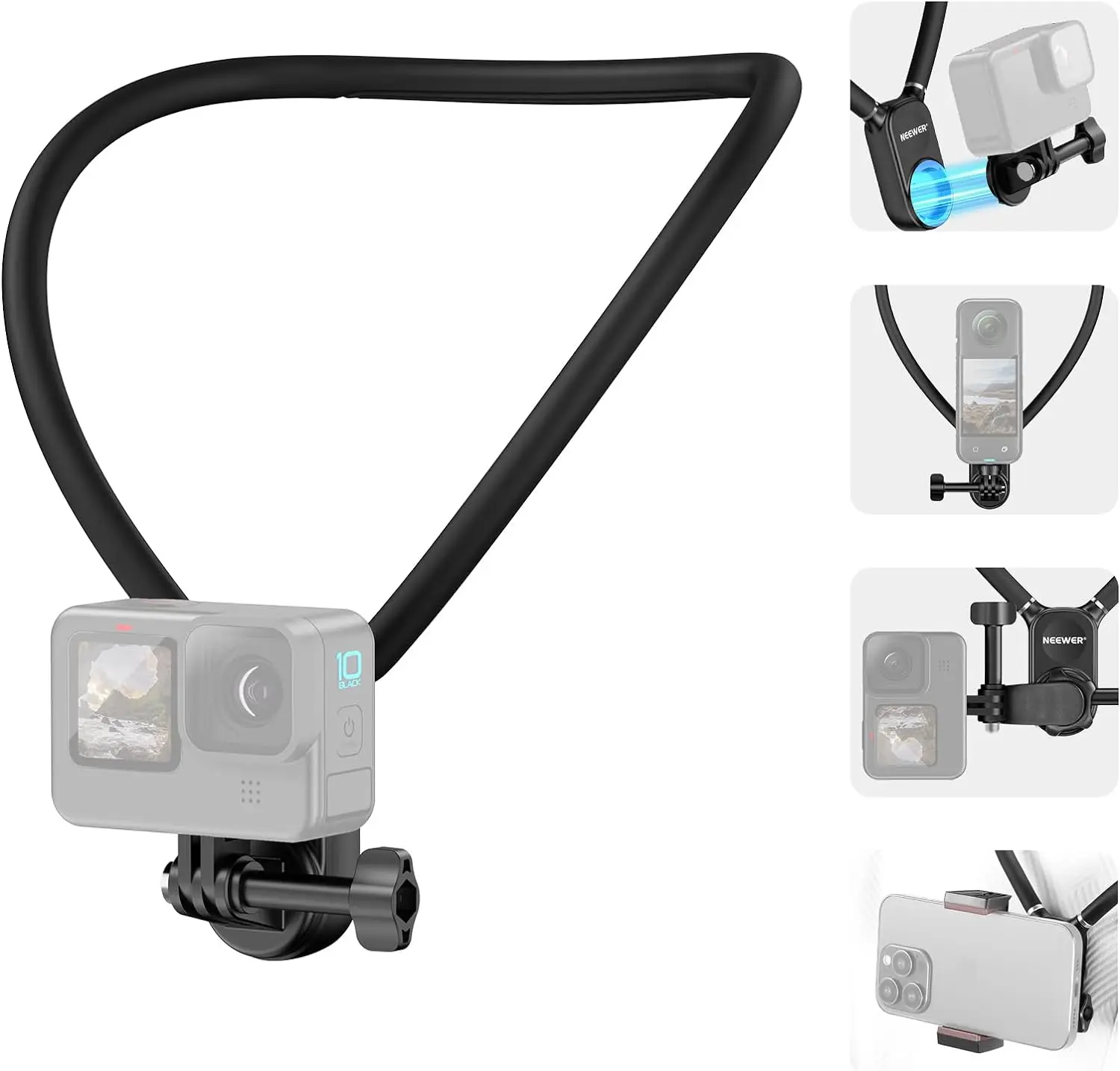 

NEEWER Magnetic Neck Mount for GoPro Hero 12 11 10 MAX DJI Action 4 Insta360 iPhone 15 Pro Max Samsung S23