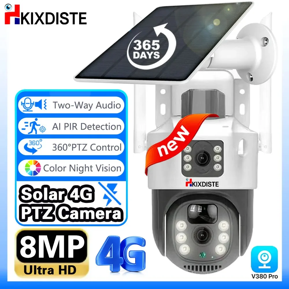 

8MP 4K 4G PTZ Solar Camera 4G SIM Card Battery WiFi 2 Way Audio Surveillance Security Protection Outdoor Wireless CCTV IP Cam