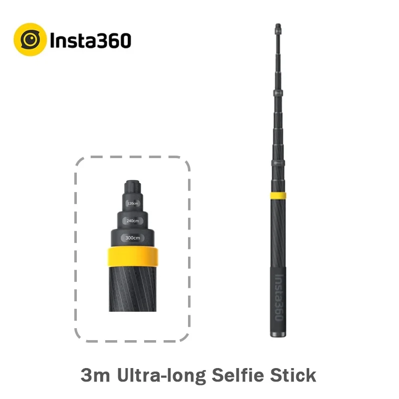 

Insta360 X3 New Version 3m Ultra-long Extended Edition Carbon Fiber Selfie Stick Accessories For Insta 360 ONE X2 / ONE RS