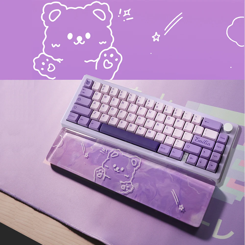 Пурпурная дизайнерская полимерная клавиатура с милым медведем, подставка для рук для механической игровой клавиатуры, подставка для запястья, подставка для клавиатуры под заказ, подставка для рук
Пурпурная дизайнерская полимерная клавиатура с милым медведем, подставка для рук для механической игровой клавиатуры, подставка для запястья, подставка для клавиатуры под заказ, подставка для рук