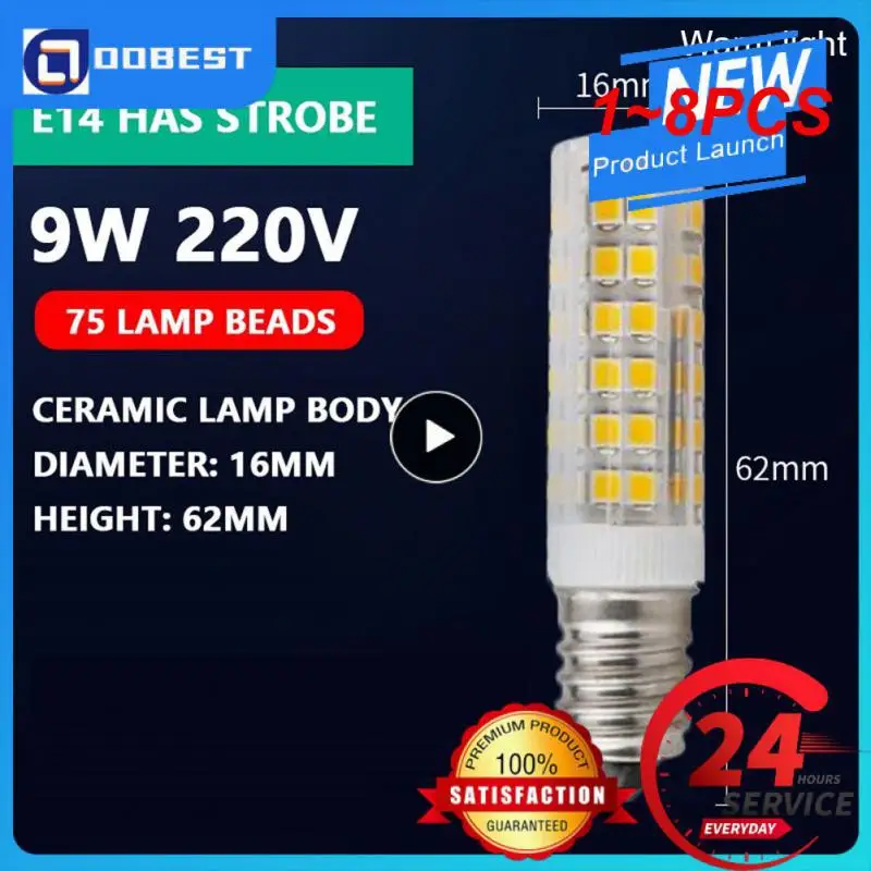 

1~8PCS E14 3W 5W 7W 33LED 51LEDS 75LEDs AC220V Bulb SMD 2835 Mini LED Corn Bulb Chandelier Spotlight Fridge Refrigerator Lamp