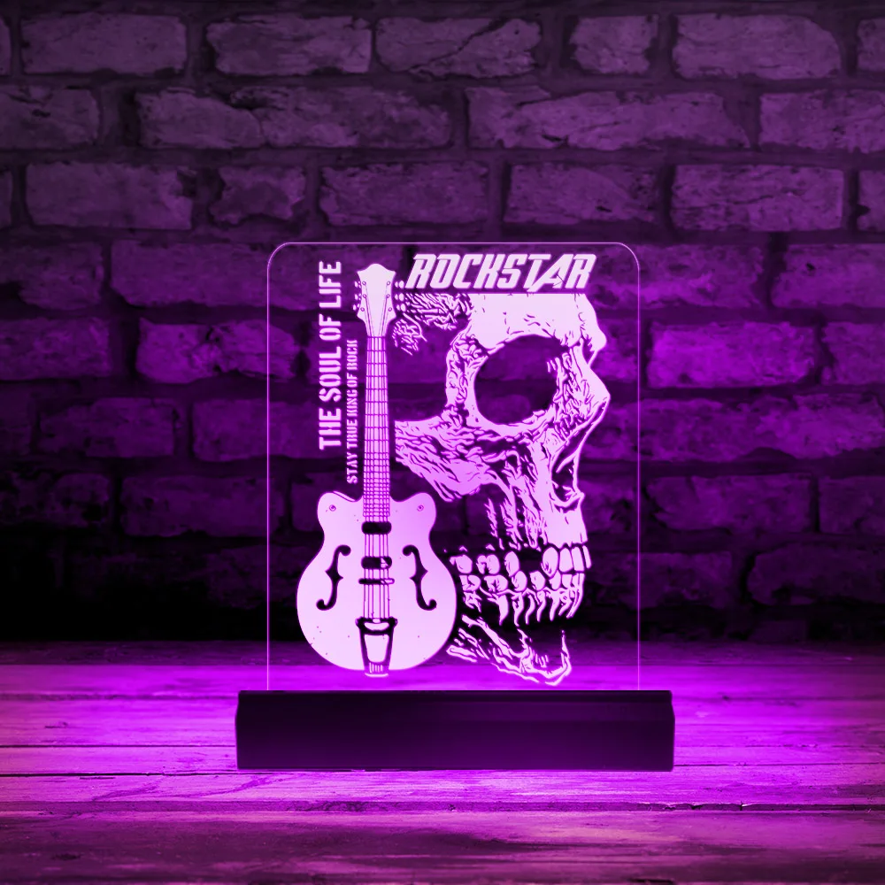Vintage Rock Star Skull Head LED Acrylic Display Sign The Soul Of Life Skeleton Guitar Horror Lighting Decor Rock And Roll Gift
Vintage Rock Star Skull Head LED Acrylic Display Sign The Soul Of Life Skeleton Guitar Horror Lighting Decor Rock And Roll Gift