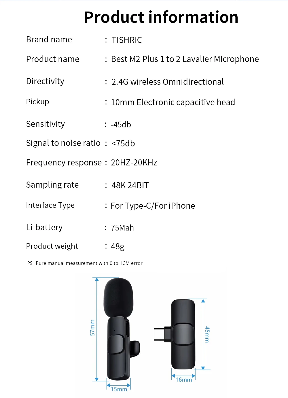 Generic Wireless Lapel Microphone Mini Mic Audio Video Recording Gaming