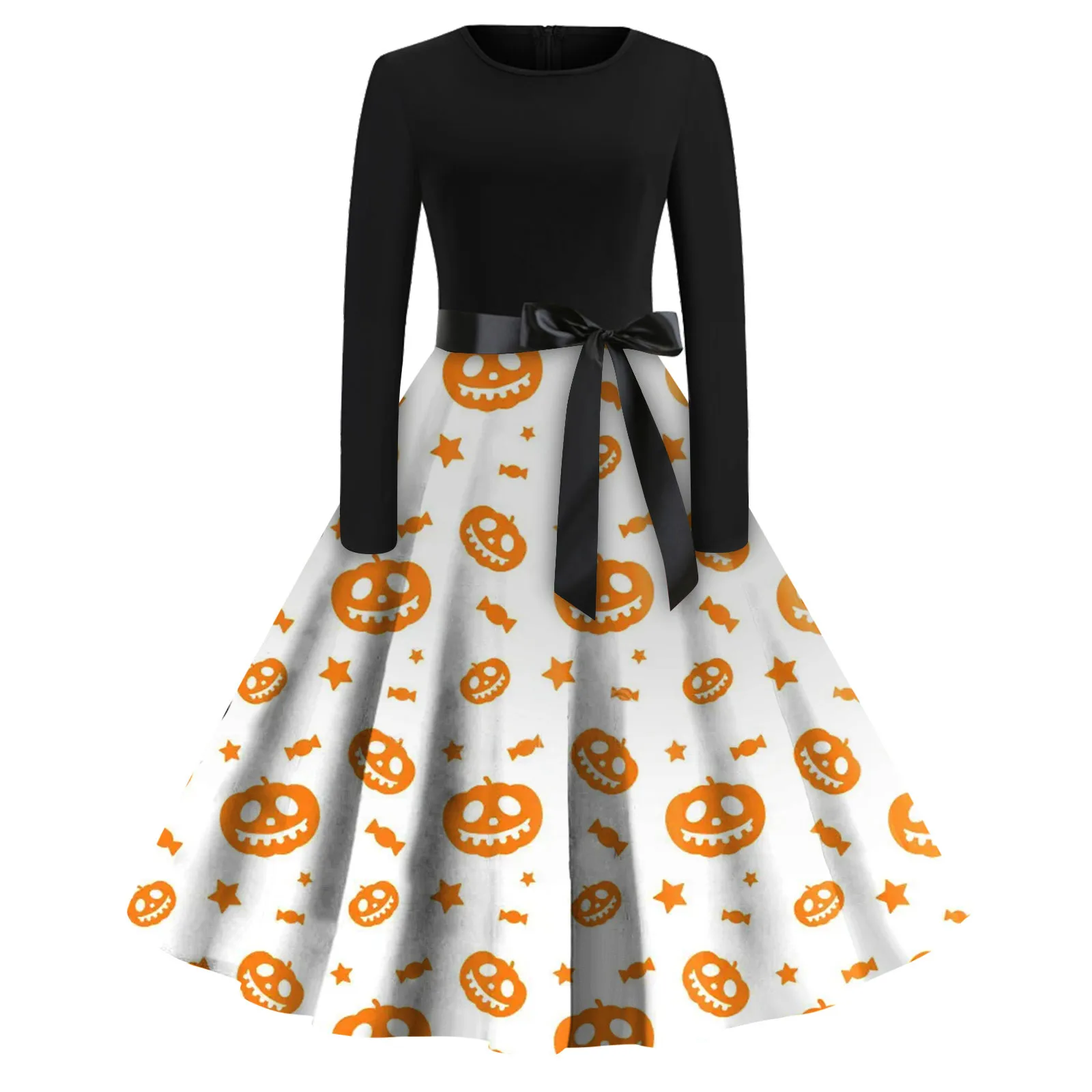 Dresses For Women 2023 Vintage Elegant Classic Waist Bow Tie Long Sleeves Halloween Print O-Neck Swing Dress Vestido Feminino
Dresses For Women 2023 Vintage Elegant Classic Waist Bow Tie Long Sleeves Halloween Print O-Neck Swing Dress Vestido Feminino