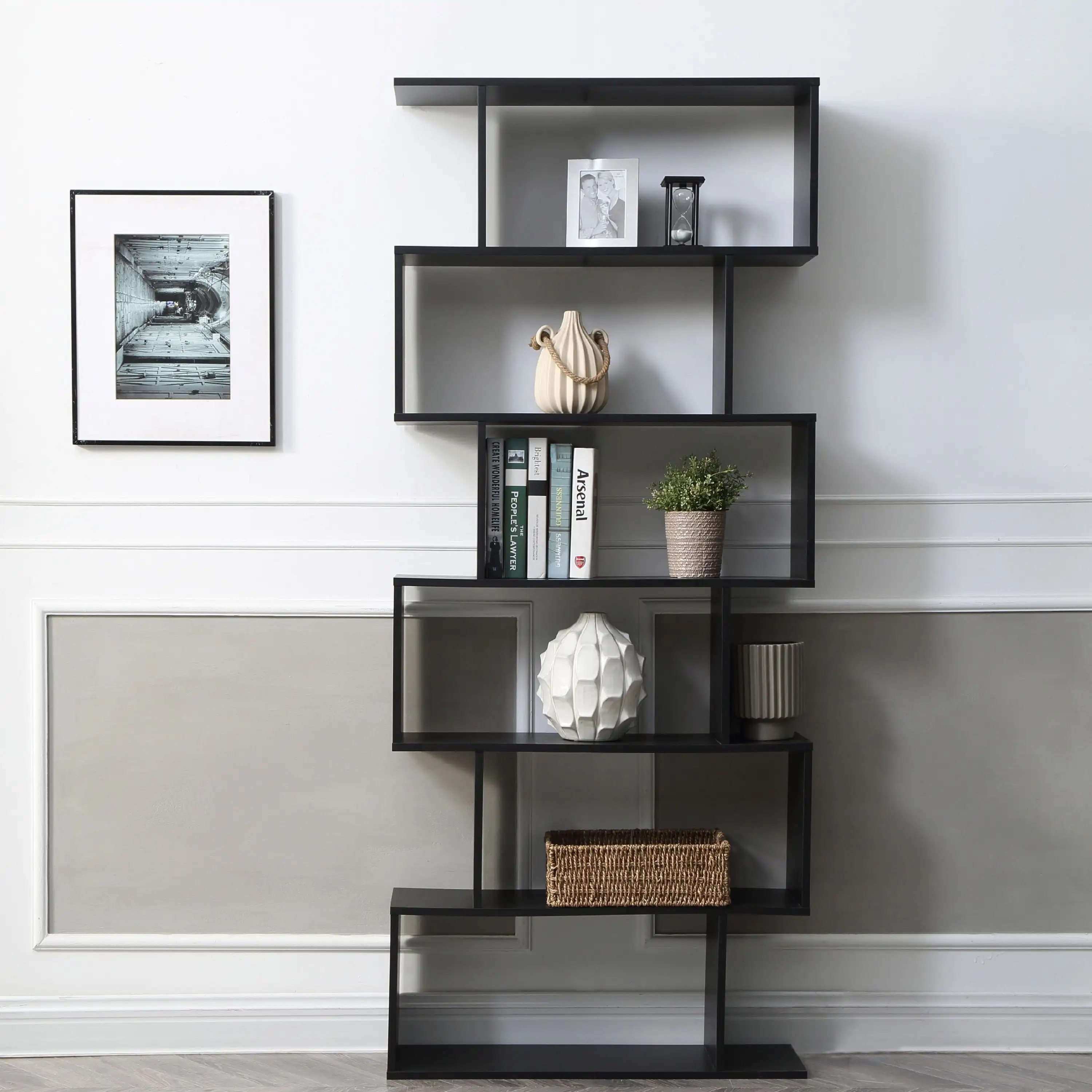 Modern Staggered 6-Shelf Luke Bookcase, Black book shelf furniture kids bookshelf modern bookshelf bookcase
Modern Staggered 6-Shelf Luke Bookcase, Black book shelf furniture kids bookshelf modern bookshelf bookcase