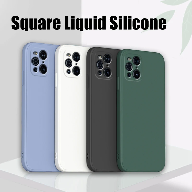 

Square Liquid Silicone Phone Case for OPPO Find X3 Pro Lite Original Cute Capa FindX3 X3Pro X3Lite X3Neo 5G Soft Cover Funda