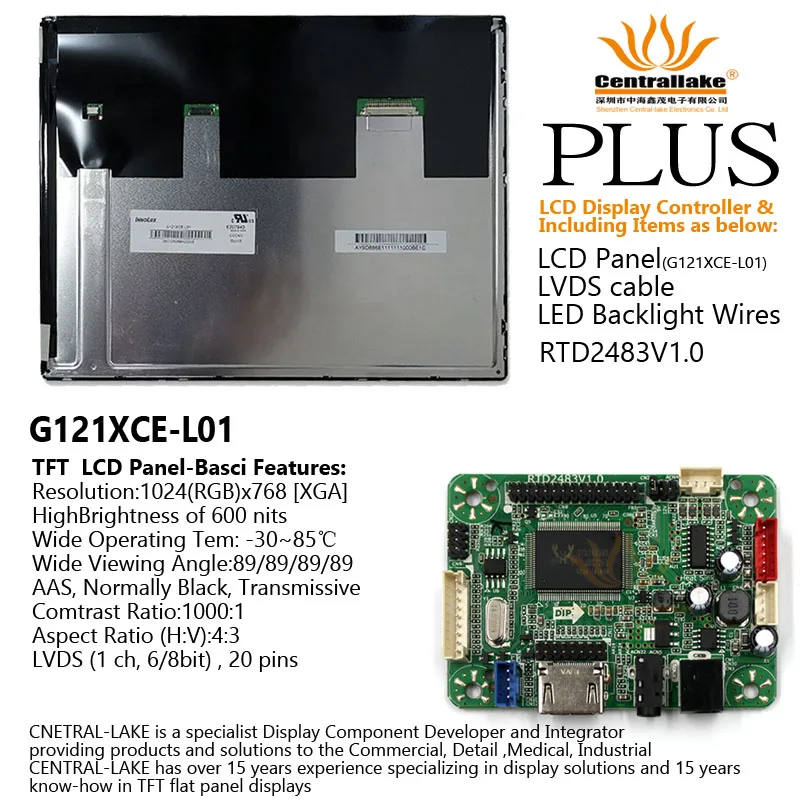 Hot Sale for 12″LCD Industrial Display Screen Includes Controller Board RTD2483V1.0 Plus 12 Inch Panel G121XCE-L01
Hot Sale for 12″LCD Industrial Display Screen Includes Controller Board RTD2483V1.0 Plus 12 Inch Panel G121XCE-L01
