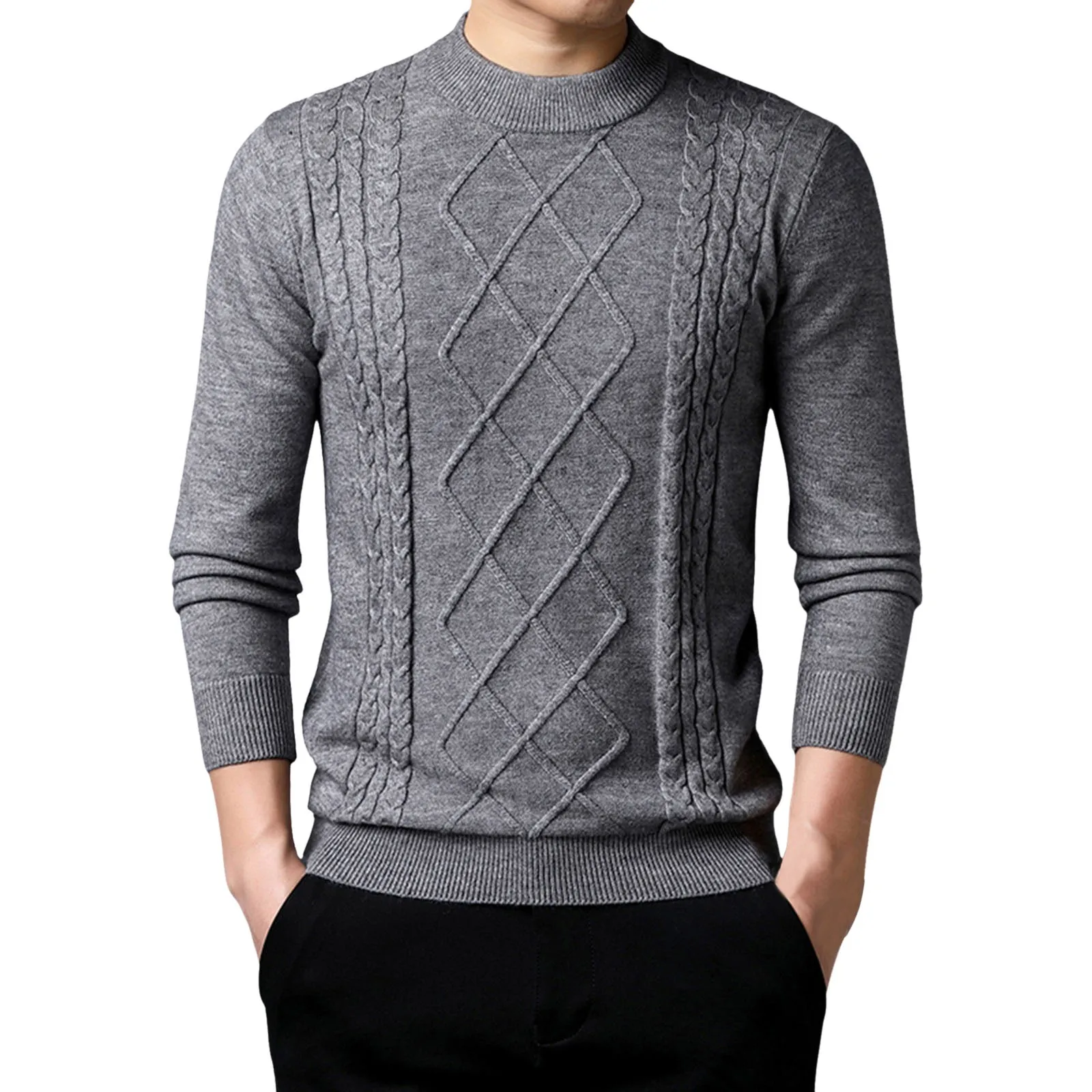 

Autum Winter Warm Turtleneck Sweater Men's Casual Rollneck Knitted Pullover Keep Warm Men Jumper Knit Woolen Sweater