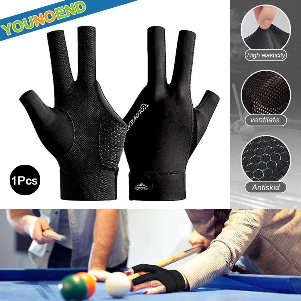 1PCS 3 Fingers Billiard Gloves Pool Snooker Glove For Men Women Fits