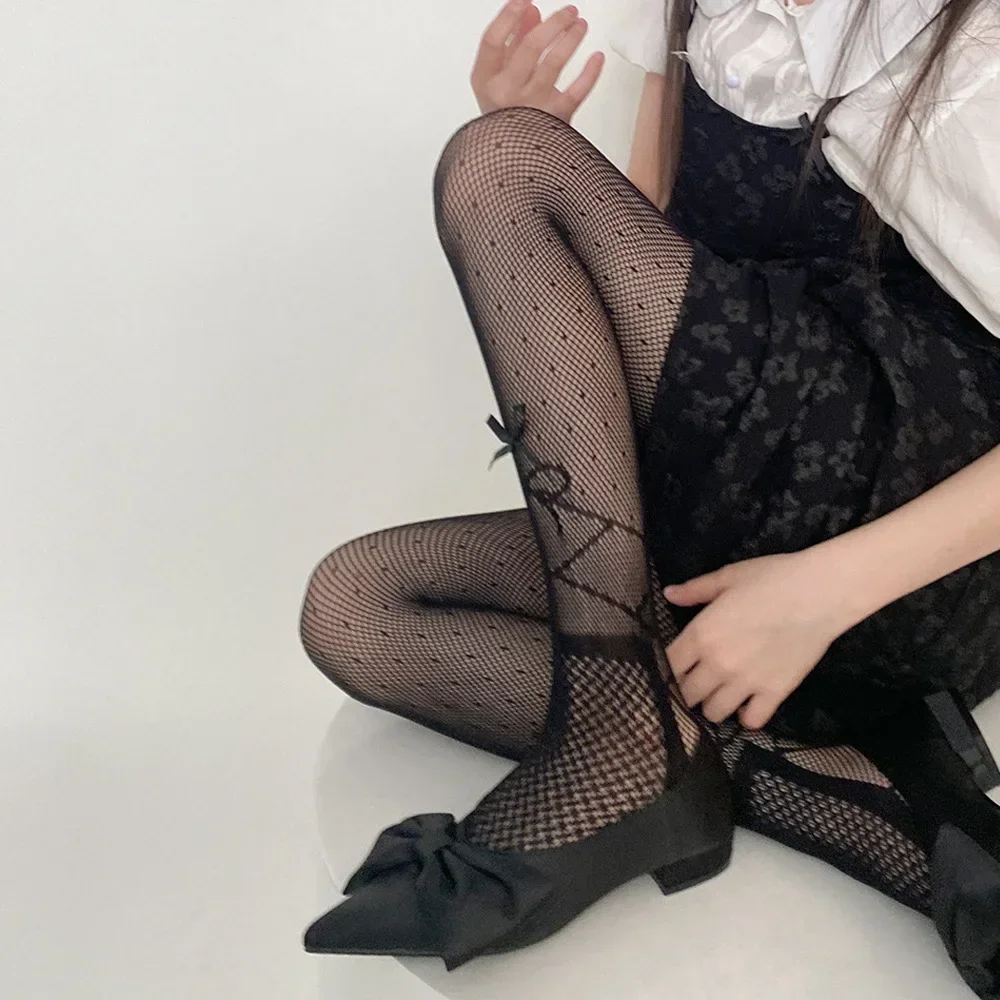 

Gothic Fishnet Stockings Lolita Mesh Tights for Women Netting Stockings Y2k Pantyhose with Flower Pattern Leggings Sexy Lingerie