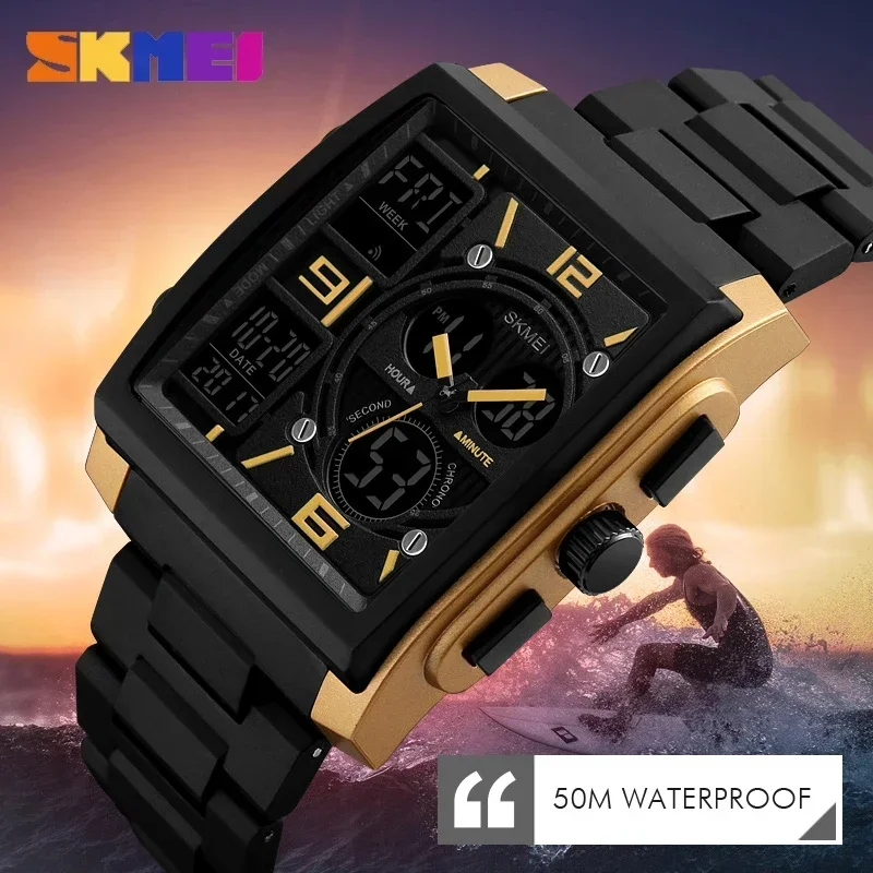

SKMEI 1274 Watwrproof EL Light Digital Wristwatches Relogio Masculino Men Fashion Watches Count Down Chronograph Alarm Sport Wat