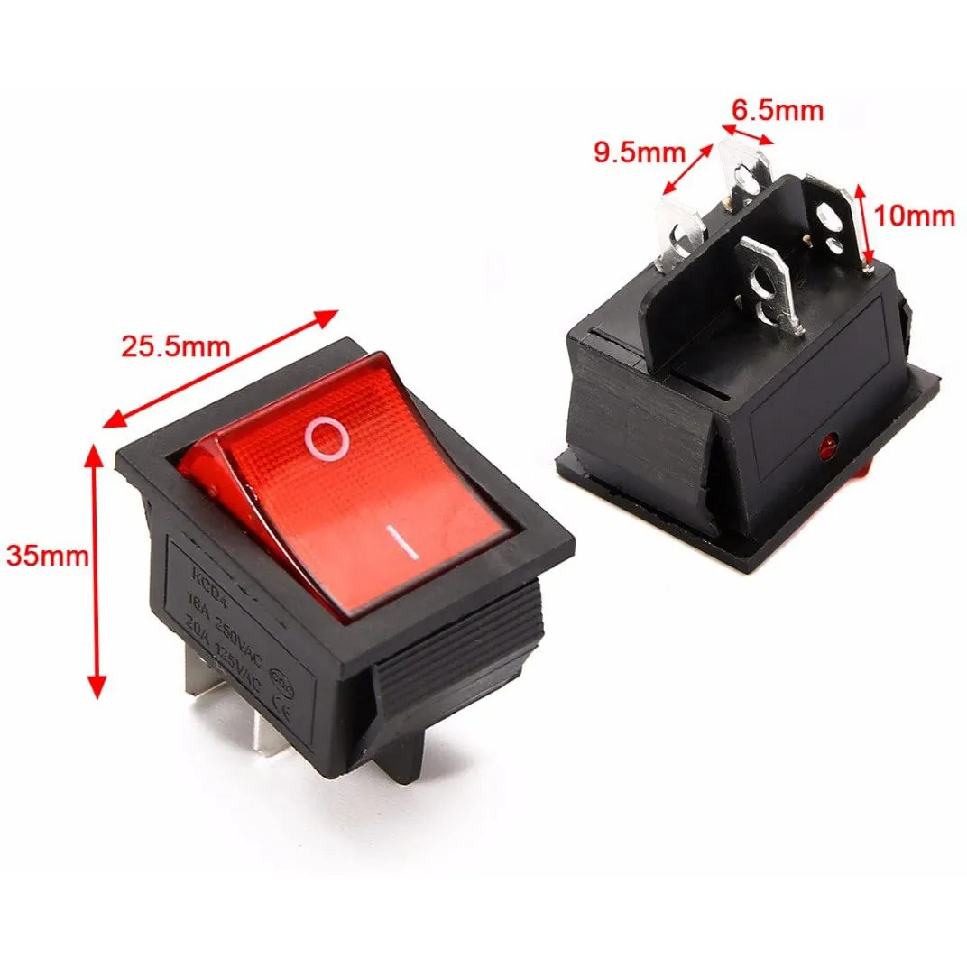 5Pcs Red Lamp 4 Pin ON/OFF 2 Position DPST Rocker Switch 16A/250V KCD4-201 NEW Copper Red Light Switch Power Tool New
5Pcs Red Lamp 4 Pin ON/OFF 2 Position DPST Rocker Switch 16A/250V KCD4-201 NEW Copper Red Light Switch Power Tool New