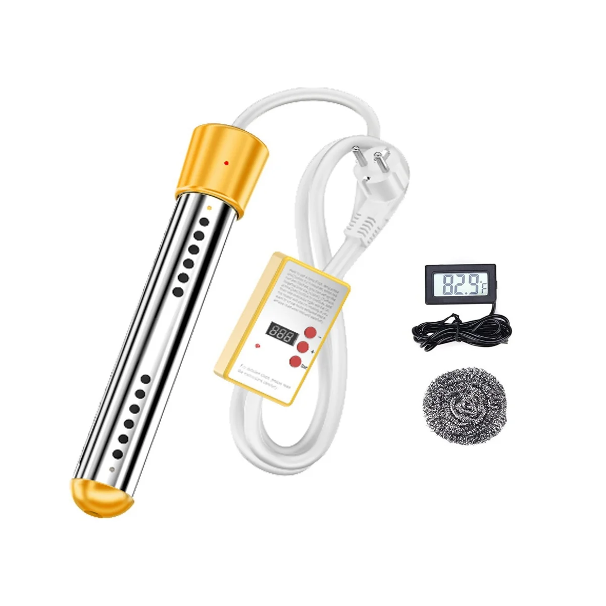 Immersion Water Heater, 1500W Electric Submersible Water Heater with Timer, Stainless Steel Guard Cover EU Plug
Immersion Water Heater, 1500W Electric Submersible Water Heater with Timer, Stainless Steel Guard Cover EU Plug
