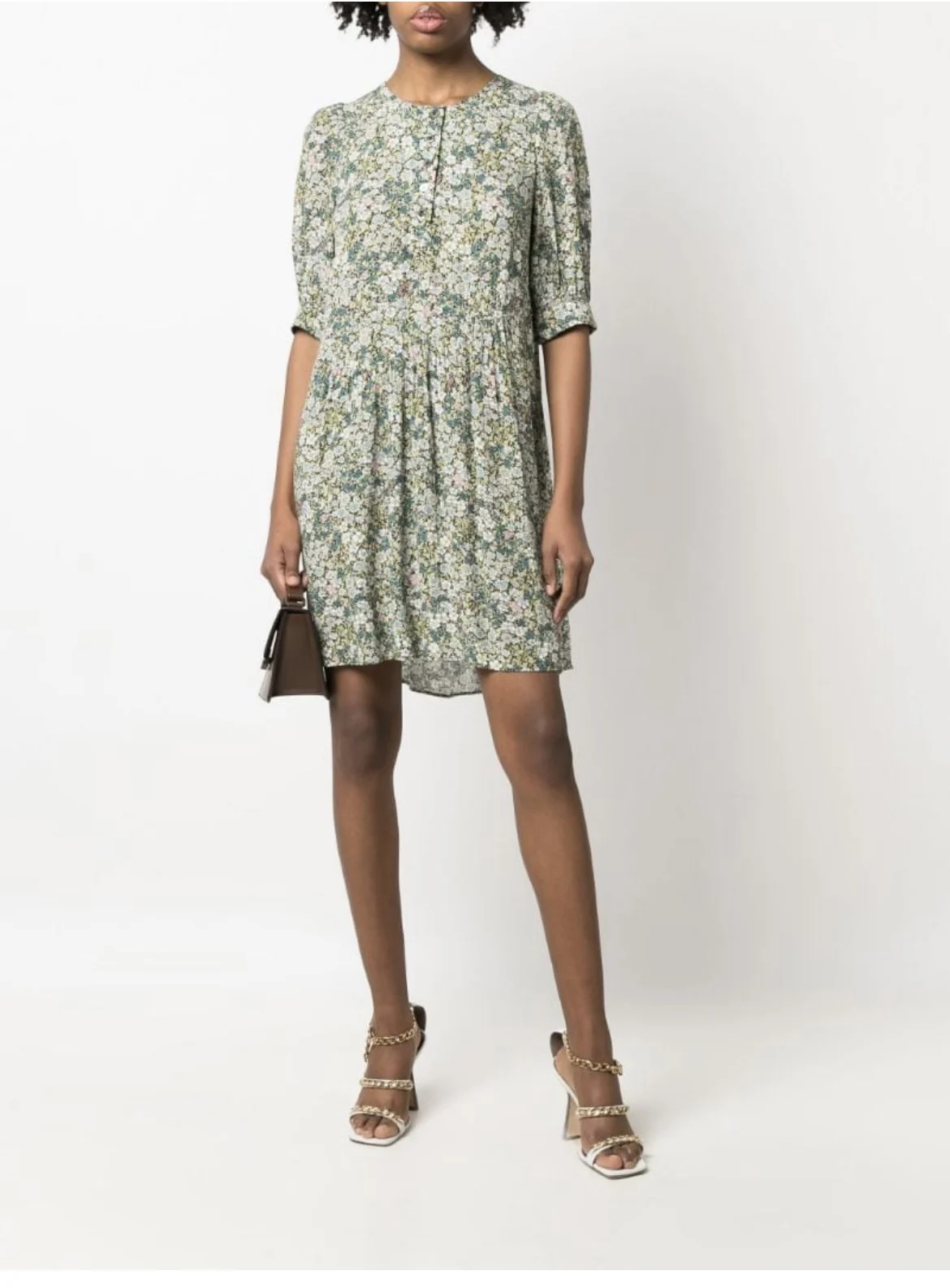 Women Mini Robe Round Collar Printed Half Sleeve Loose Fit Single Breasted Dress Casual 
Women Mini Robe Round Collar Printed Half Sleeve Loose Fit Single Breasted Dress Casual