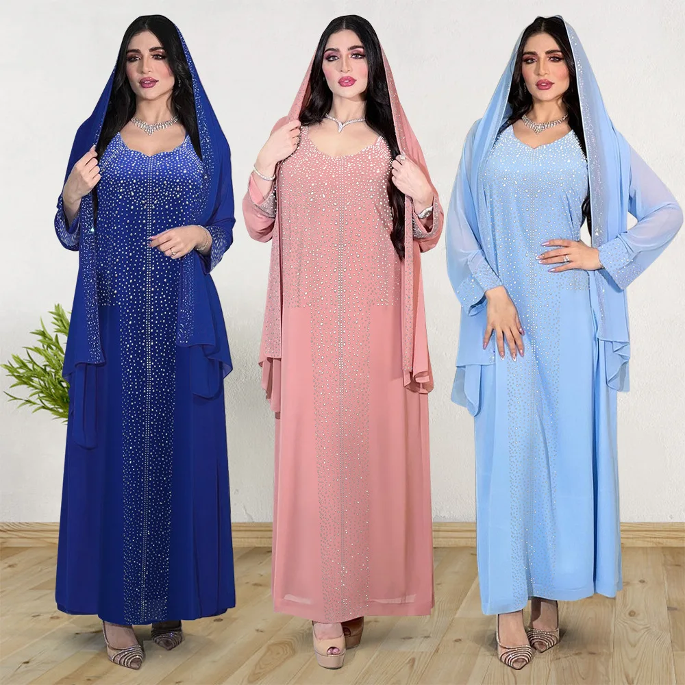 Abaya for Women Dubai Arabic Hot Diamond Chiffon Robe Evening Brilliant Crystal Dress V-neck Muslim Islam Women Clothing
Abaya for Women Dubai Arabic Hot Diamond Chiffon Robe Evening Brilliant Crystal Dress V-neck Muslim Islam Women Clothing